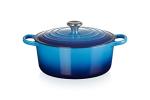 Le Creuset Signature Enamelled Cast Iron Round Casserole Dish With Lid, 28 cm, 6.7 Litre, Azure, 21177182202430