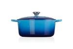 Le Creuset Signature Enamelled Cast Iron Round Casserole Dish With Lid, 28 cm, 6.7 Litre, Azure, 21177182202430