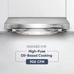 Pacific Auto Clean Under Cabinet Ducted Range Hood 30" - 900 CFM Powerful Wall Mount Kitchen Vent Hood - Electric Stainless Steel, Dual Fans, Ultra Quiet, Filterless, LED Lights, Auto Cleaning AC30BS