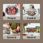 Ninja Crispi Air Fryer, Microwave, Freezer & Dishwasher Safe, Non Toxic Glass Portable Cooking System, 4 QT & 6 Cup Glass Containers with Storage Lids, Easy Meals, Air Fry, Bake, Stone, FN101ST