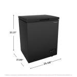FRIGIDAIRE EFRF5003-BLACK Chest Deep Freezer-Garage-Ready, 5.0 Cu. Ft. Capacity, Black-Adjustable Thermostat-Removable Vinyl Coated Wire Basket-Easy Defrost Drain