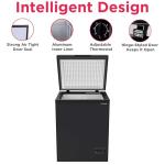 FRIGIDAIRE EFRF5003-BLACK Chest Deep Freezer-Garage-Ready, 5.0 Cu. Ft. Capacity, Black-Adjustable Thermostat-Removable Vinyl Coated Wire Basket-Easy Defrost Drain