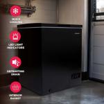FRIGIDAIRE EFRF5003-BLACK Chest Deep Freezer-Garage-Ready, 5.0 Cu. Ft. Capacity, Black-Adjustable Thermostat-Removable Vinyl Coated Wire Basket-Easy Defrost Drain