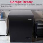 FRIGIDAIRE EFRF5003-BLACK Chest Deep Freezer-Garage-Ready, 5.0 Cu. Ft. Capacity, Black-Adjustable Thermostat-Removable Vinyl Coated Wire Basket-Easy Defrost Drain