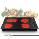 GIHETKUT 4 Burner Electric Cooktop,7200W Built-in & Countertop 30 inch stove top with 9 Power Levels, Child Safety Lock & 99 mins Timer, 30 inch Electric Cooktop 220-240V (No Plug)