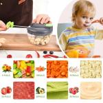 Ziweaye Manual Food Processor Vegetable Chopper, Portable Hand Pull String Garlic Mincer Onion Cutter for Veggies, Ginger, Fruits, Nuts, Herbs, etc., 500ml,（Gray-green）