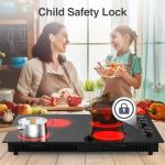GIHETKUT 4 Burner Electric Cooktop,7200W Built-in & Countertop 30 inch stove top with 9 Power Levels, Child Safety Lock & 99 mins Timer, 30 inch Electric Cooktop 220-240V (No Plug)
