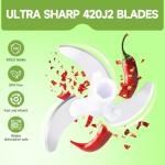 Ziweaye Manual Food Processor Vegetable Chopper, Portable Hand Pull String Garlic Mincer Onion Cutter for Veggies, Ginger, Fruits, Nuts, Herbs, etc., 500ml,（Gray-green）