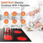 GIHETKUT 4 Burner Electric Cooktop,7200W Built-in & Countertop 30 inch stove top with 9 Power Levels, Child Safety Lock & 99 mins Timer, 30 inch Electric Cooktop 220-240V (No Plug)