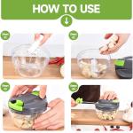 Ziweaye Manual Food Processor Vegetable Chopper, Portable Hand Pull String Garlic Mincer Onion Cutter for Veggies, Ginger, Fruits, Nuts, Herbs, etc., 500ml,（Gray-green）