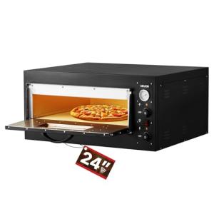VEVOR Pizza Oven Electric, 24" Commercial Countertop Pizza Oven, 842°F Max Temp, 4200W Indoor Pizza Maker with Thermometer, Dual Temp Control Knob, Even Heat Pizza Cooker for Restaurant and Home Use
