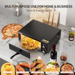 Awgpd Electric Pizza Oven Indoor Countertop Pizza Oven Commercial Pizza Maker Machine for Home with Timer Stainless Steel Pizza Cooker, Suitable for Both Commercial and Home Use (Black1)