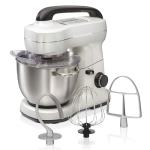 Hamilton Beach Electric Stand Mixer, 4 Quarts, Dough Hook, Flat Beater Attachments, Splash Guard, 7 Speeds with Whisk, Easy-Carry Top Handle, White