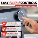 Gourmia Digital Stand Mixer - 7 QT Tilt-Head Kitchen Mixer with LED Timer, 10 Speeds, Stainless Steel Bowl, Attachments Included, 800W, Silver