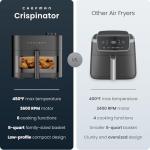 Chefman Crispinator Air Fryer 6-in-1 with 8 Qt capacity, 450°F Max Temp with TurboFry Pro Technology for Fast and Even Results, Viewing Window, Nonstick Ceramic Basket, 10-Pc Liner Starter Pack