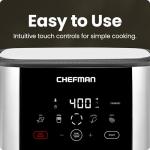 Chefman TurboFry Touch Air Fryer, Large 5-Quart Family Size, One Touch Digital Control Presets, French Fries, Chicken, Meat, Fish, Nonstick Dishwasher-Safe Parts, Automatic Shutoff, Stainless Steel