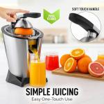 Zulay Electric Citrus Juicer - Makes Fresh Orange, Lemon, Grapefruit, Lime Juice - Stainless Steel, 160W Powerful & Quiet, Interchangeable Cones -Filters Out Seeds & Pulp- Dishwasher Safe Parts- Black