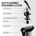 Zulay Electric Citrus Juicer - Makes Fresh Orange, Lemon, Grapefruit, Lime Juice - Stainless Steel, 160W Powerful & Quiet, Interchangeable Cones -Filters Out Seeds & Pulp- Dishwasher Safe Parts- Black