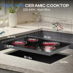 Electric Cooktop 30 Inch, 4 Burner Electric Stove with Slide Control, Built-in Radiant Electrical Cooktop 6500W, 9 Power Level & Safety Lock, Timer, Residual Heat Indicator 220V(No Plug) Nefaracy