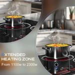 Electric Cooktop 30 Inch, 4 Burner Electric Stove with Slide Control, Built-in Radiant Electrical Cooktop 6500W, 9 Power Level & Safety Lock, Timer, Residual Heat Indicator 220V(No Plug) Nefaracy