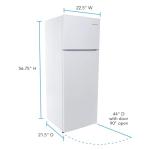 West Bend Apartment Refrigerator Freestanding Dual Door Slim Design Full Fridge with Top Freezer, Adjustable Mechanical Control, for Condo, House, Small Kitchen Use, 7.4-Cu.Ft, White