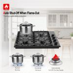 GASLAND 30 Inch Gas Cooktop Black, 4 Sabaf Sealed Burner Gas Stovetop, 4 ft Cord Plug, Heavy Duty Cast Iron Grates with Metal Knobs, 28,300 BTU NG/LPG Convertible