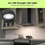 FIREGAS Wall Mount Range Hood 30 inch with 3 Speed Fan,black range hood with tempered glass,400CFM,Push Button Controls, LED Lighting, Permanent Filters in Stainless Steel,includes 2 Charcoal Filters