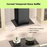 FIREGAS Wall Mount Range Hood 30 inch with 3 Speed Fan,black range hood with tempered glass,400CFM,Push Button Controls, LED Lighting, Permanent Filters in Stainless Steel,includes 2 Charcoal Filters