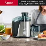 Fullstar Juicer Machines Vegetable and Fruit, 400W Compact Juicer, 3" Wide Mouth, 2-Speed Setting, Stainless Steel, BPA-Free (Black)
