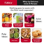 Fullstar Juicer Machines Vegetable and Fruit, 400W Compact Juicer, 3" Wide Mouth, 2-Speed Setting, Stainless Steel, BPA-Free (Black)