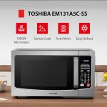 TOSHIBA EM131A5C-SS Countertop Microwave Ovens 1.2 Cu Ft with 12.4" Removable Turntable Smart Humidity Sensor, 12 Auto Menus Mute Function ECO Mode Easy Clean Interior, 1000W, Silver