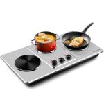 Cusimax Hot Plate,Countertop Triple Burner with 7″Cast Iron Cooktop,Electric Hot Plate for Cooking,11 Level Temperature Setting