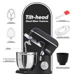 Kitchen in the box Stand Mixer, 4.5QT+5QT Two bowls Electric Food Mixer, 10 Speeds 3-IN-1 Kitchen Mixer for Daily Use with Egg Whisk,Dough Hook,Flat Beater (Onyx Black, 5QT)