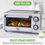 GreenLife Countertop Toaster Oven Air Fryer Stainless Steel, Healthy Ceramic Nonstick, PFAS Free, Tray & Basket, Bake, Broil, Reheat, Adjustable Temp & Time Control, Auto Shutoff, Black