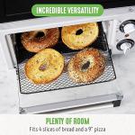 GreenLife Countertop Toaster Oven Air Fryer Stainless Steel, Healthy Ceramic Nonstick, PFAS Free, Tray & Basket, Bake, Broil, Reheat, Adjustable Temp & Time Control, Auto Shutoff, Black