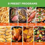 Nutrichef Double Basket Air Fryer 8.8 QT | Family Size Oil Free Airfryer with Transparent Window | 9-1 Preset Cooking Options | 360° Hot Air Circulation Technology | 4.4 QTs per Basket | Black