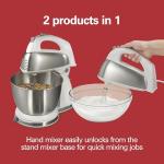 Hamilton Beach Classic Stand and Hand Mixer, 4 Quarts, 6 Speeds with QuickBurst, Bowl Rest, 290 Watts Peak Power, White (64655)