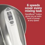 Hamilton Beach Classic Stand and Hand Mixer, 4 Quarts, 6 Speeds with QuickBurst, Bowl Rest, 290 Watts Peak Power, White (64655)