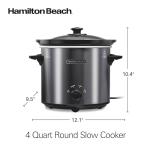 Hamilton Beach 4-Quart Slow Cooker with 3 Cooking Settings, Dishwasher-Safe Stoneware Crock & Glass Lid, Brushed Gray(33240)