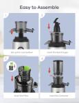 Ganiza Juicer Machines, Slow Masticating Juicers with Large Feed Chute for Whole Fruits & Vegetables, Cold Press Juicer with 3 Replace Filters for Batch Juicing, Easy to Clean, BPA Free(Silver)