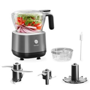 Mini Food Processor and Vegetable Chopper, Electric Food Chopper for Baby Food Maker, 4/0.5 Cup Double Containers for Salad, Carrot, Garlic Press, Hard Cheese