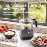 Mini Food Processor and Vegetable Chopper, Electric Food Chopper for Baby Food Maker, 4/0.5 Cup Double Containers for Salad, Carrot, Garlic Press, Hard Cheese