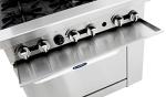 CookRite ATO-6B24G Commercial Liquid Propane Range 6 Burner Hotplates with 24" Manual Griddle 2 Standard Ovens 60'' Restaurant Range- 240000 BTU