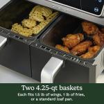 Cuisinart Dual Basket Air Fryer, 2-4.25 QT Baskets, Total 8.5 QT, 4 Functions Air Fry, Roast, Bake and Keep Warm, Features Sync Finish and Sync Settings, Toss Reminder, Auto Warm Mode and Auto-Pause