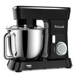 Peicual Stand Mixer, 6QT 10+P Speed Tilt-Head Kitchen Electric Mixer, Food Mixer with Stainless Steel Bowl, Dough Hook, Flat Beater, Wire Whisk, Splash Guard for Daily Use - Black