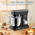 Peicual Stand Mixer, 6QT 10+P Speed Tilt-Head Kitchen Electric Mixer, Food Mixer with Stainless Steel Bowl, Dough Hook, Flat Beater, Wire Whisk, Splash Guard for Daily Use - Black