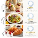 Peicual Stand Mixer, 6QT 10+P Speed Tilt-Head Kitchen Electric Mixer, Food Mixer with Stainless Steel Bowl, Dough Hook, Flat Beater, Wire Whisk, Splash Guard for Daily Use - Black