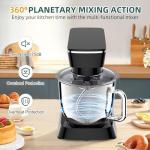 Peicual Stand Mixer, 6QT 10+P Speed Tilt-Head Kitchen Electric Mixer, Food Mixer with Stainless Steel Bowl, Dough Hook, Flat Beater, Wire Whisk, Splash Guard for Daily Use - Black