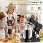 Peicual Stand Mixer, 6QT 10+P Speed Tilt-Head Kitchen Electric Mixer, Food Mixer with Stainless Steel Bowl, Dough Hook, Flat Beater, Wire Whisk, Splash Guard for Daily Use - Black