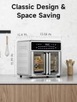 Kitchen Elite Air Fryer French Door Oven,15.8 Qt Toaster Oven Countertop Combo,18 Presets & 1 Preheat & Light, Airfryer Basket,Wire Rack,Baking Pan,Crumb Tray,Compact Design,Stainless Steel,Small